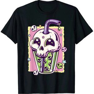 Skull Boba Bubble Tea Printed Top